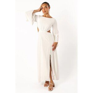 Petal & Pup Vera Maxi Dress - White Long Sleeve Tie Back Size M